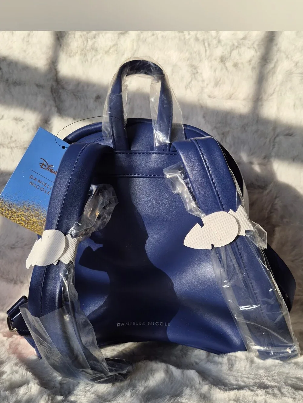 Danielle Nicole Navy Blue Backpack with Red Gingham Pocket